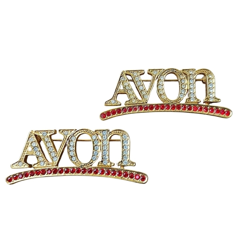 Vintage Avon Gold and Ruby Color Vintage Brooches
